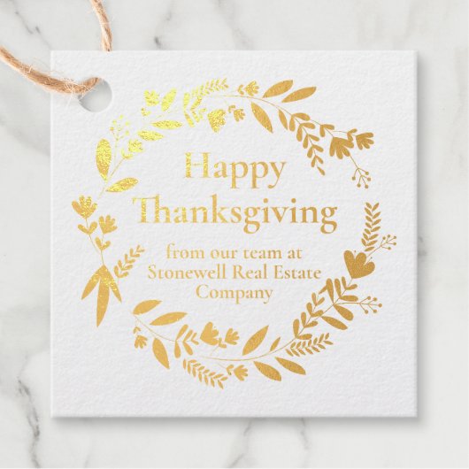 カスタム企業の幸せ感謝祭の美しい金ゴールド フェイバータグ (正面)