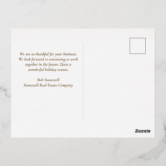 カスタム企業の感謝祭の美しい金箔 箔シーズンポストカード (裏面)