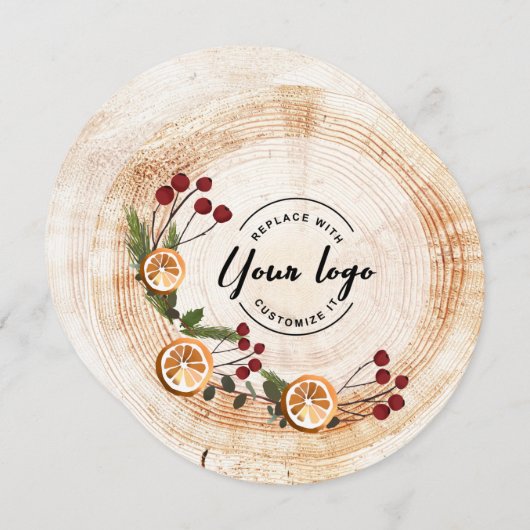 カスタム企業の木の木のクリスマスリーフ シーズンカード (正面/裏面)