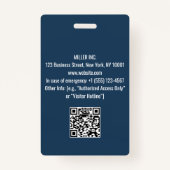 カスタム企業の社員の写真IDバッジ | ネイビー バッジ (裏面)