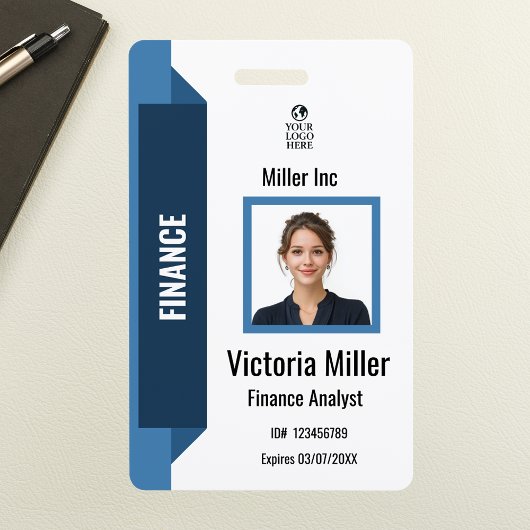 カスタム企業の社員の写真IDバッジ | ネイビー バッジ