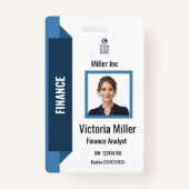 カスタム企業の社員の写真IDバッジ | ネイビー バッジ (正面)