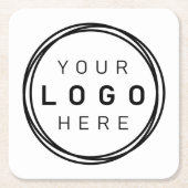 カスタム企業のBusinessロゴ スクエアペーパーコースター (正面)
