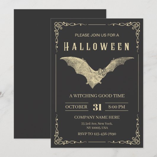 カスタム企業ハロウィンパーティー 招待状 (正面/裏面)