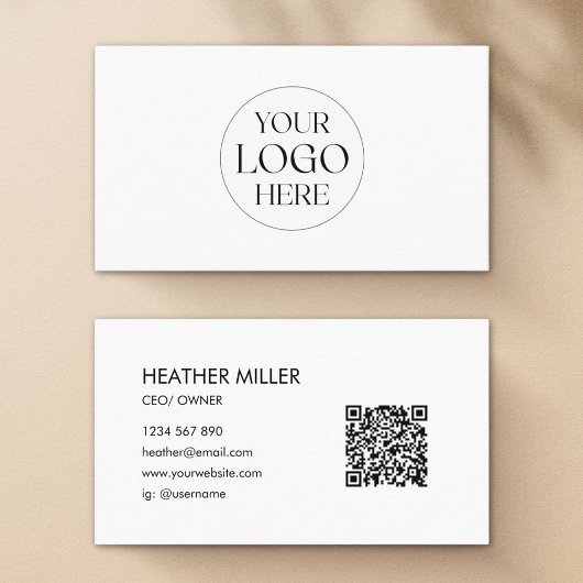 カスタム企業ビジネス ロゴ ミニマリストQRコード 名刺