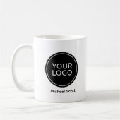 カスタム企業ロゴとプロフェッショナル従業員名 コーヒーマグカップ (左)