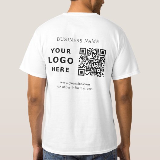 カスタム企業ロゴとQRコード Tシャツ (裏面)