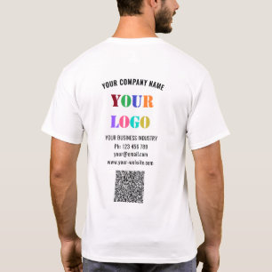 カスタム企業ロゴテキストQRコードビジネスTシャツ Tシャツ