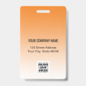 カスタム企業ロゴバーコード従業員写真オレンジ バッジ (裏面)
