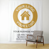 カスタム企業ロゴ ビジネスイベント 白 タペストリー (インサイチュ)