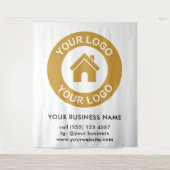 カスタム企業ロゴ ビジネスイベント 白 タペストリー (正面)