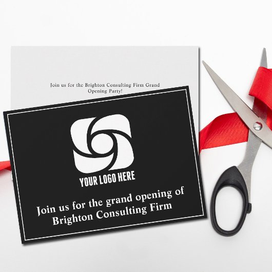 カスタム企業ロゴ ビジネス盛大なオープニング ブラック 案内状