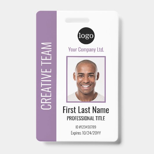 カスタム企業ロゴ・写真・バーコード付きIDカード バッジ (正面)