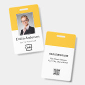 カスタム企業ロゴ 基本バーコード 従業員写真 バッジ (正面＆裏面)