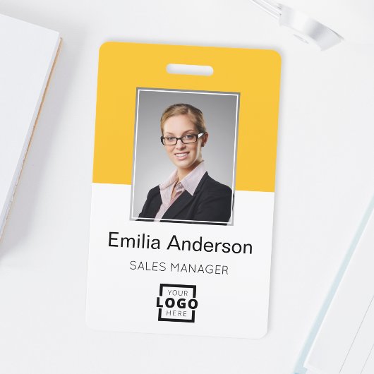 カスタム企業ロゴ 基本バーコード 従業員写真 バッジ