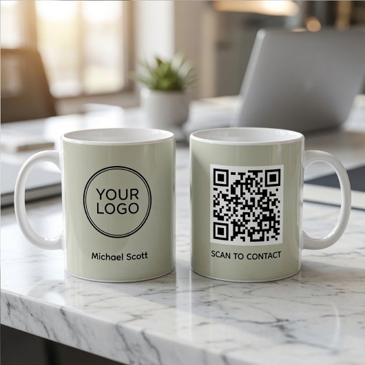 カスタム企業ロゴQRコード コーヒーマグカップ