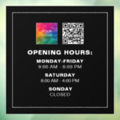 カスタム企業ロゴQRコード 黒 開店時間 ウィンドウサイン (シート3)
