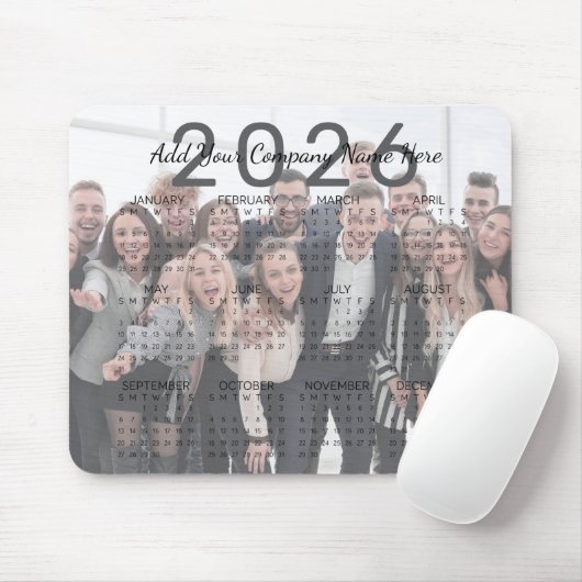 カスタム企業名と写真の2026年カレンダー マウスパッド (マウス)