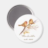 カスタム伊達家族モノグラムかわいい雀の鳥 マグネット (正面/裏面)