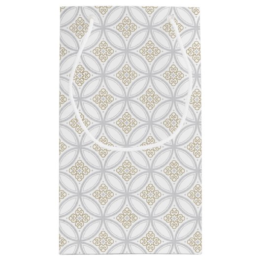 カスタム休日の灰色のモロッコの円パターン スモールペーパーバッグ (裏面)