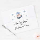 カスタム休日ヴィンテージ雪だるまTo & From スクエアシール (封筒)