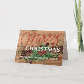 カスタム会社あいさつホリーベリー葉リース シーズンカード (正面)