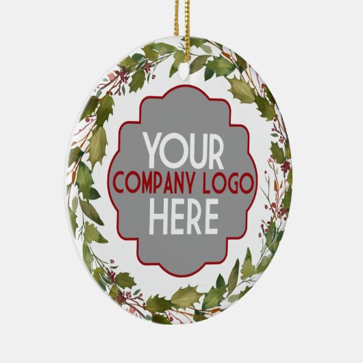 カスタム会社のロゴありがとうお礼ホリデー セラミックオーナメント (右)