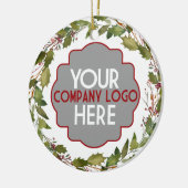 カスタム会社のロゴありがとうお礼ホリデー セラミックオーナメント (左)