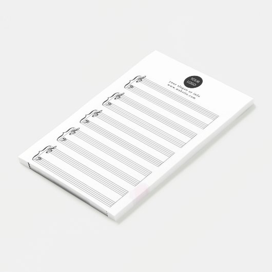 カスタム会社のロゴとスローガン空白のシート音楽 ポストイット (アングル)