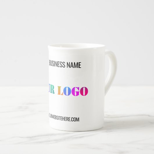 カスタム会社のロゴと文字ビジネスのマグカップ ボーンチャイナマグカップ (正面右)