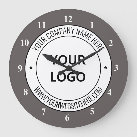 カスタム会社のロゴと文字時計のテンプレート ラージ壁時計 (正面)