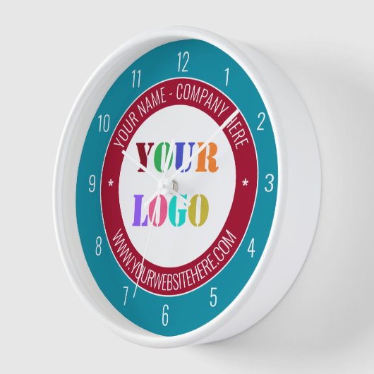 カスタム会社のロゴと文字時計 – お使いの色 壁時計 (傾斜)