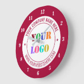 カスタム会社のロゴと文字時計 – 色の選択 ラージ壁時計 (傾斜)
