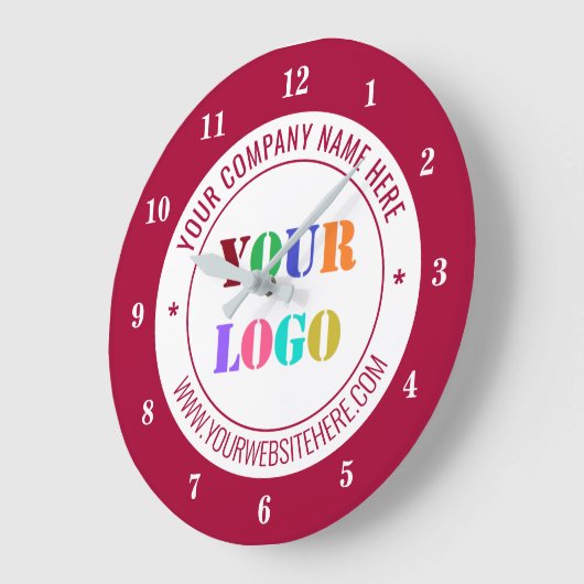 カスタム会社のロゴと文字時計 – 色の選択 ラージ壁時計 (傾斜)