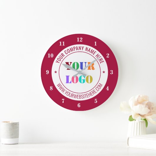 カスタム会社のロゴと文字時計 – 色の選択 ラージ壁時計 (ホーム)