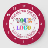 カスタム会社のロゴと文字時計 – 色の選択 ラージ壁時計 (正面)