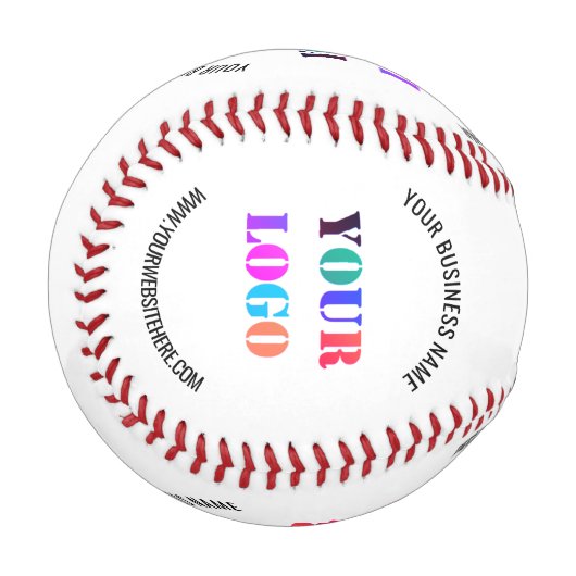 カスタム会社のロゴと文字野球テンプレート 野球ボール (正面左)