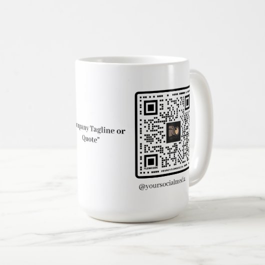 カスタム会社のロゴとQRプロモ企業のーション コーヒーマグカップ (正面右)