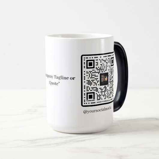 カスタム会社のロゴとQRプロモ企業のーション モーフィングマグカップ (正面右)