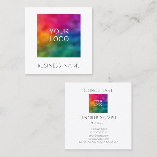 カスタム会社のロゴのアップロードエレガント スクエア名刺 (正面/裏面)