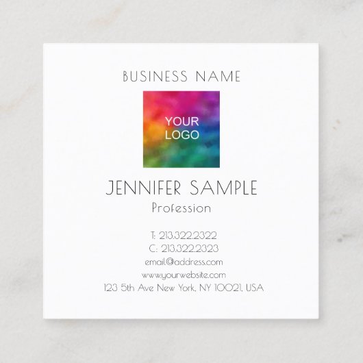 カスタム会社のロゴのアップロードエレガント スクエア名刺 (裏面)