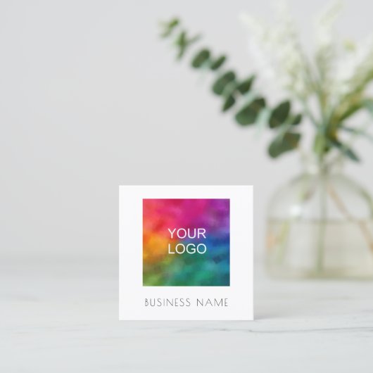 カスタム会社のロゴのアップロードエレガント スクエア名刺 (スタンド正面)