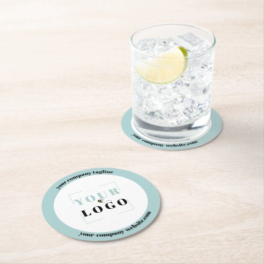 カスタム会社のロゴのタグラインとWebサイト ラウンドペーパーコースター (インサイチュ)