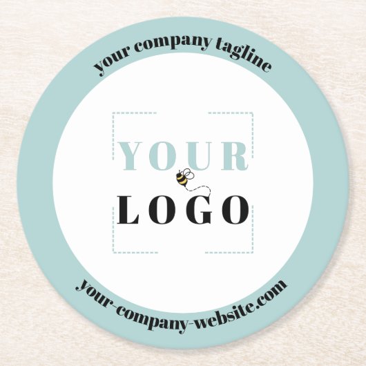 カスタム会社のロゴのタグラインとWebサイト ラウンドペーパーコースター (正面)