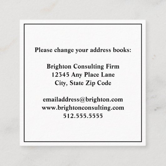 カスタム会社のロゴオフィスが動いている スクエア名刺 (裏面)