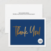 カスタム会社のロゴソーシャルフェイク金ゴールドブルー サンキューカード (正面/裏面)