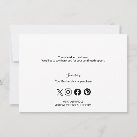 カスタム会社のロゴソーシャルフェイク金ゴールド赤 サンキューカード (裏面)