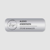 カスタム会社のロゴフェイクシルバー 名札 (正面)