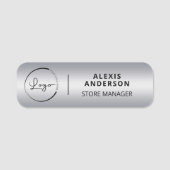 カスタム会社のロゴフェイクシルバー 名札 (正面)