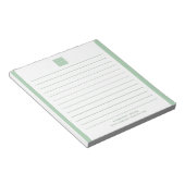 カスタム会社のロゴ会社名が緑縁ど色 ノートパッド (アングル)